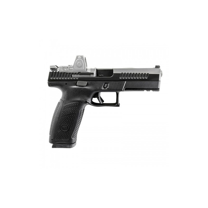 CZ:s nya striker fire pistol med polymerstomme. F står för Full-size