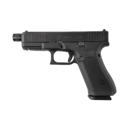 tjänstepristol 9mm pistol med optikfäste, gängad pipa och säkert grepp