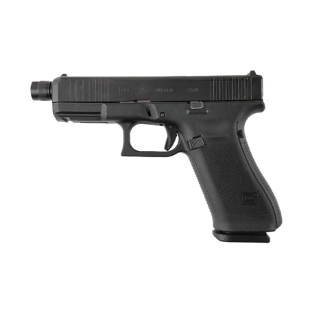 tjänstepristol 9mm pistol med optikfäste, gängad pipa och säkert grepp