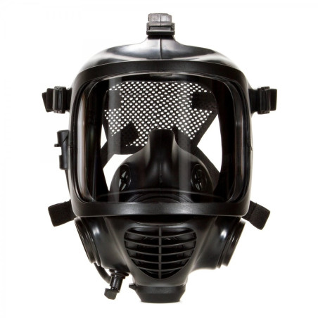 CM-6 skyddsmask frontvy – Robust helmask med stort visir och hög täthet mot CBRN-ämnen.