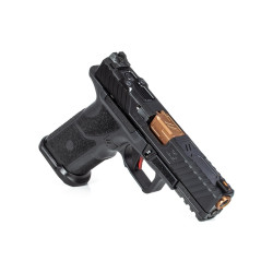 Zev Technologies OZ9C Pistol, Compact Black Slide, Bronze Barrel